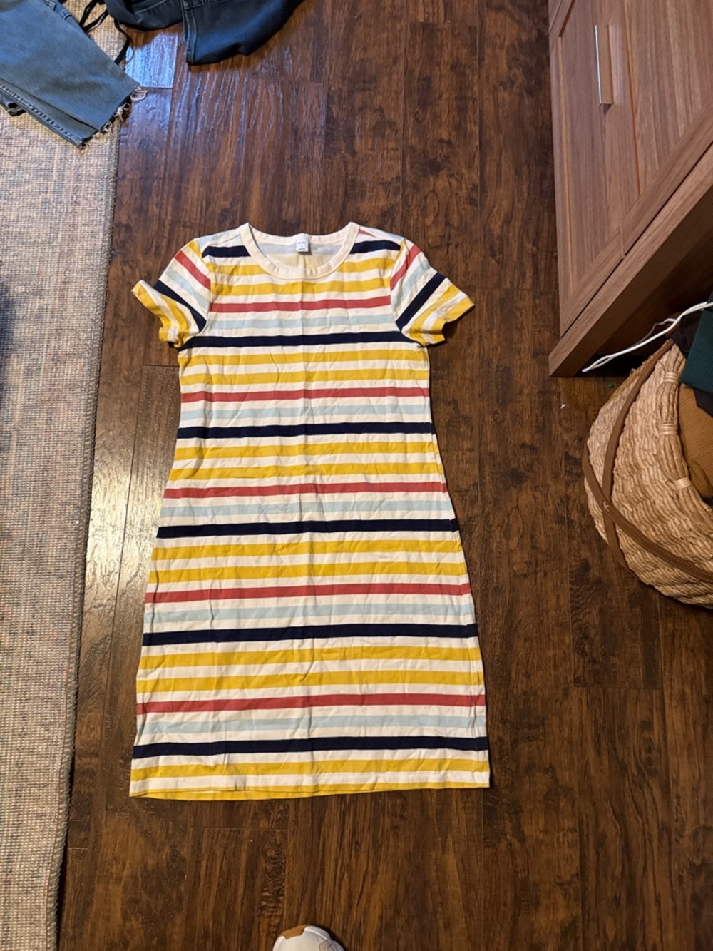 Old Navy Multicolor Striped Mini Dress - Yellow, Navy, Coral, White